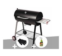Barbecue à charbon sur chariot michigan + gant de protection + dégraissant pour