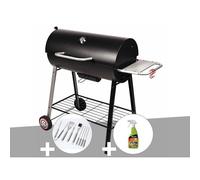 Barbecue à charbon sur chariot Michigan - Somagic + Malette de 8 accessoires inox + Dégraissant pour barbecue