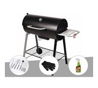 Barbecue à charbon sur chariot Michigan - Somagic + Malette de 8 accessoires inox + Gant de protection + Dégraissant pour barbecue