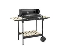 Outsunny Barbecue š€ charbon BBQ grill sur pied avec gril ršŠglable 2 roues et 3 šŠtagššres ršŠcupšŠrateur de cendres 103 x 47 x 95 cm noir