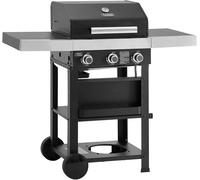 Barbecue à gaz 3+0, chariot de cuisson, 3 brûleurs, brûleur en céramique, allumage piézoélectrique, thermomètre, grille de maintien au chaud, finition noire mate