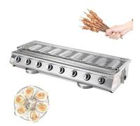 Barbecue à gaz à 8 brûleurs, en acier inoxydable avec hauteur réglable, plateau récupérateur d'huile pour fêtes, camping