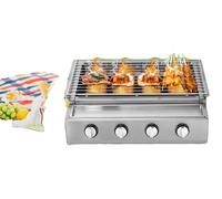 Barbecue à gaz, acier inoxydable, dimensions 558 mm x 232 mm, soupape basse pression, type de gaz GPL, modèle GB-04