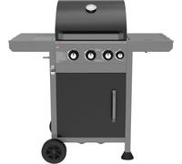 Barbecue à gaz avec 3 brûleurs principaux et un brûleur latéral, grille en fonte, 11,5 kW