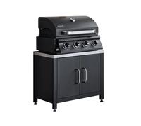 Barbecue à gaz avec 4 brûleurs à poser avec récupérateur de graisse + Meuble de cuisine extérieure en acier L80cm
