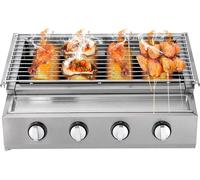 Barbecue à gaz avec 4 brûleurs, rôtissoire à gaz, portable, en acier inoxydable, idéal pour le camping, la restauration, les barbecues en extérieur, sur terrasse, dans le jardin, pour les pique-niques