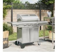 vidaXL Barbecue à gaz 5 brûleurs – Acier inoxydable argenté – Gris G