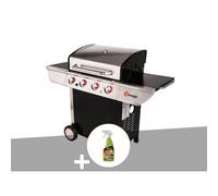 Barbecue à gaz avec chariot manhattan 450gpi + plancha + dégraissant pour barbec