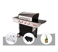 Barbecue à gaz avec chariot manhattan 450gpi + plancha + malette de 8 accessoire