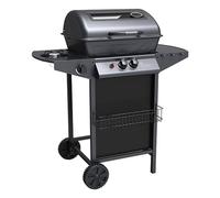 Barbecue à gaz avec pierre de lave barbecue à gaz 2 brûleurs + cuisinière latérale structure en acier avec plan latéral d'appui et 3 cintres Pratiko Life