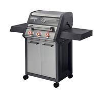 BRASERO - Barbecue Monroe Pro 3 Feux - 3 brûleurs dont 1 Tubo Zone - 2 tablettes - Couvercle avec fenêtre - Simple Clean - Switch Grid - Heat Range - Jusqu'à 10/12 convives - 11,2 kW