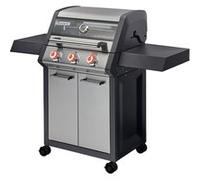 BRASERO - Barbecue Monroe Pro 3 Feux - 3 brûleurs dont 1 Tubo Zone - 2 tablettes - Couvercle avec fenêtre - Simple Clean - Switch Grid - Heat Range - Jusqu'à 10/12 convives - 11,2 kW
