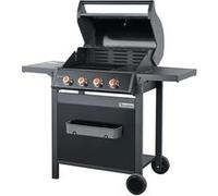 BRASERO BY FAVEX - Barbecue gaz Spring II 4 brûleurs - Surface mixte grille & plancha fonte - 12,6 kW - EASY CLEAN - Tablettes rabattables - Jusqu'à 12 convives - Noir