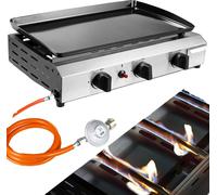 Barbecue à gaz, brûleurs en acier inoxydable, design portable, 3 brûleurs à gaz