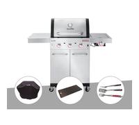 Barbecue à gaz Char-Broil Professional Pro S 3 + Housse de protection + Plancha + Kit 3 ustensiles