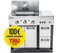Barbecue à gaz Char-Broil Ultimate 3200 3 brûleurs en acier inoxydable avec support, thermomètre sur le couvercle, bac à graisse, support latéral, grille de maintien au chaud, grille de cuisson