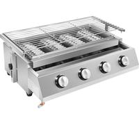 Barbecue à gaz, conception sans fumée, portable, pour l'intérieur et l'extérieur, couleur argent