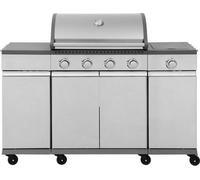 Barbecue à Gaz COOKING BOX BRISBANE, Cuisine Inox, 142x57x112 cm, Surface de Cuisson 70x42 cm, Gris