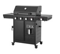 Barbecue à gaz - Cookingbox - Airgrill - 4 brûleurs - Fonction Air Fryer - Cuve en acier - Grilles de cuisson en fonte émaillée