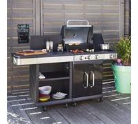 Cook'in Garden Barbecue à gaz FIDGI 3 – 3 brûleurs, thermomètre capot – Pack avec desserte