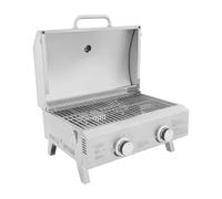Barbecue à gaz Gastro - 2 brûleurs - En acier inoxydable - Avec couvercle - Pliable - Portable - Pour terrasse, camping-car et pique-nique
