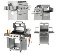 Barbecue à gaz, grill, 3+1 brûleurs en acier inoxydable 11,5 kW, cuisine extérieure avec fenêtre transparente