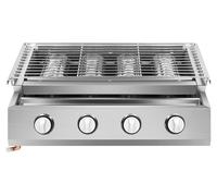Barbecue à gaz - Grill à gaz avec 4 brûleurs - En acier inoxydable - Hauteur réglable - Grill d'extérieur - Barbecue