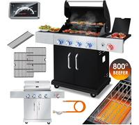 Barbecue à gaz infrarouge - KESSER - Zone infrarouge 800°C - 4 brûleurs principaux 2,93 kW - Brûleur latéral céramique