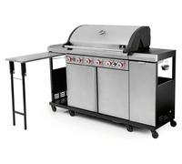 Barbecue à gaz LANDMANN sur chariot, équipé de 6 brûleurs – idéal pour 12 personnes. Barbecue, appareil de grill, pour des soirées barbecue et des repas conviviaux