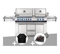 Barbecue à gaz prestige pro 825 + housse de protection + plateau charbon - napol