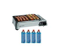 Barbecue à gaz portable 1900W Grille anti adhesive + 4 cartouches gaz Camping + Mallette de transport Cuisson nomade KEMPER