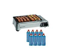 Barbecue à gaz portable 1900W Grille anti adhesive + 8 Cartouches gaz butane - Idéal camping, terrasse, extérieur KEMPER