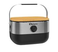Barbecue à Gaz Portable Compact 2,7kW Grille en Fonte Mini Barbecue de Table Inox Planche à Découper Bois 2 à 4 Personnes Sahara