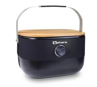 Barbecue à Gaz Portable Compact 2,7kW Grille en Fonte Mini Barbecue de Table Noir Planche à Découper Bois 2 à 4 Personnes Sahara