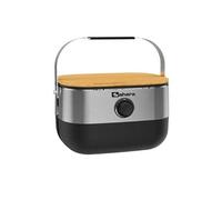 Barbecue à Gaz Portable Compact 2,7kW Grille en Fonte Mini Barbecue de Table Inox Planche à Découper Bois 2 à 4 Personnes Sahara