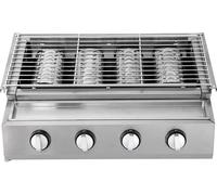 Barbecue à gaz portable - GB-04A Barbecue de table 4 brûleurs - Acier inoxydable - Plaque en céramique infrarouge - Propane/GPL basse pression - Surface de cuisson 55,8 × 23,2 cm - 58 × 40 × 20 cm
