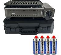Barbecue à gaz Portable Grill 1780W + 4 Cartouches Gaz Butane Allumage Piezo + Mallette Camping ALPEN