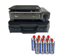 Barbecue à gaz Portable Grill 1780W + 8 Cartouches Gaz Butane Allumage Piezo + Mallette Camping ALPEN