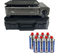 Barbecue à gaz Portable Grill 1780W + 8 Cartouches Gaz Butane Allumage Piezo + Mallette Camping ALPEN