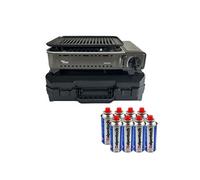Alpen Camping - Barbecue à Gaz Nevada 1780W + 4 Cartouches Butane - Allumage Piezo - Grille avec Évacuation des Graisses et Mallette de Transport - Van Camping et Bivouac