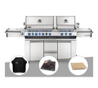 Barbecue à gaz prestige pro 825 + housse de protection + plateau charbon + pierr