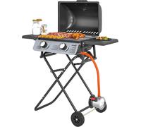 Barbecue à gaz sur chariot - Barbecue pour balcon - Cuisine extérieure - Design pliable avec coffre intégré - 101 x 50 x 102 cm - Noir
