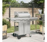 Barbecue à gaz Vidaxl à 4 brûleurs en acier inoxydable argenté