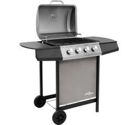 Barbecue à gaz vidaXL à 4 brûleurs, noir et argenté