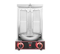 Barbecue à kebab professionnel à gaz 3000 W - Tournebroche automatique avec boîtier en acier inoxydable - Pour snack/restaurant/maison - Avec 6 supports à viande et régulateur de température, gyros