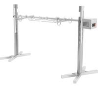 Barbecue à rôtissoire - Barbecue à broche tournante - Acier inoxydable - Charge maximale 40 kg - 2,5 tr/min - 220 V/50 Hz 20 W - 5 niveaux de réglage en hauteur - Argent