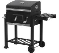 Barbecue à suspension pneumatique avec pare-soleil - Barbecue de jardin réglable en hauteur - Barbecue à gaz sur châssis à roulettes - Bleu nuit/noir