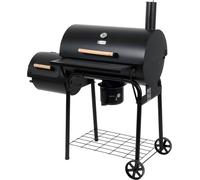 Barbecue au charbon de bois 64x37 cm et fumoir avec support, XXL