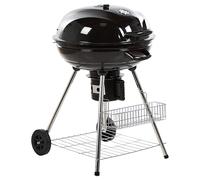 Barbecue au Charbon de Bois à Roulettes et Thermomètre en Acier Noir Marapi