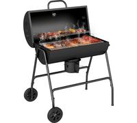 Barbecue au charbon de bois avec couvercle et thermomètre - Chariot barbecue avec bac à charbon réglable, surface de cuisson de 2698 cm² et grille de maintien au chaud, fumoir barbecue mobile, 95 x 71